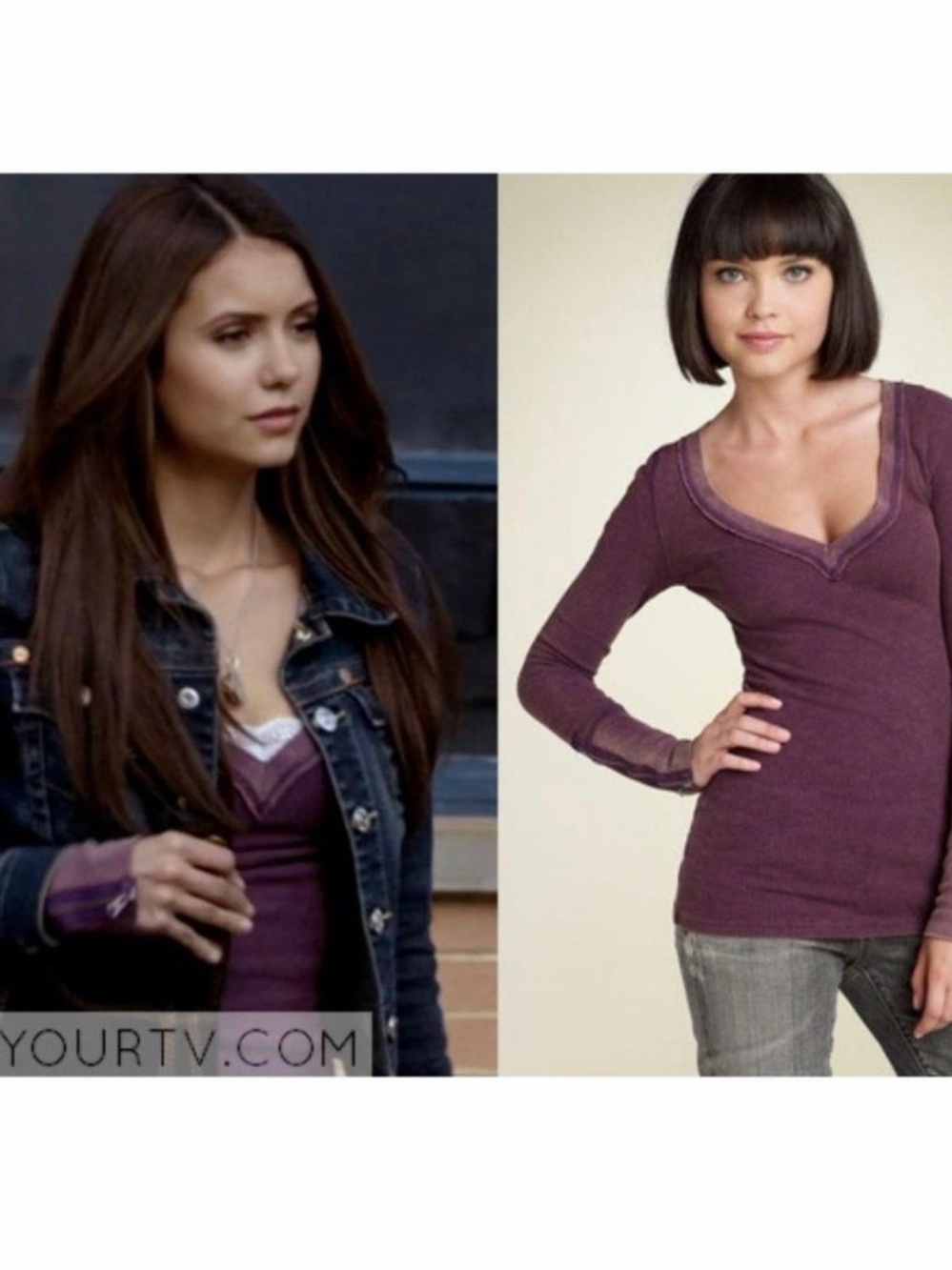 Vintage Free People Elena Gilbert purple thermal with zippers